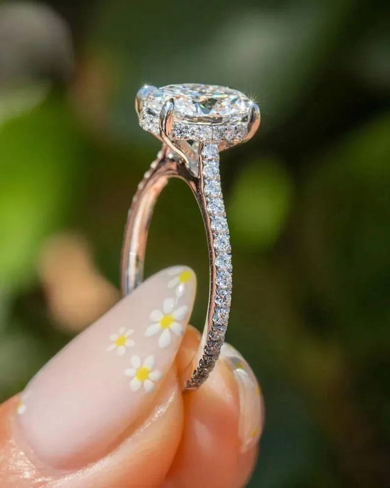 solitaire jewels 2.75CT Oval Moissanite Hidden Halo Engagement Ring For Women, 14K Yellow Gold