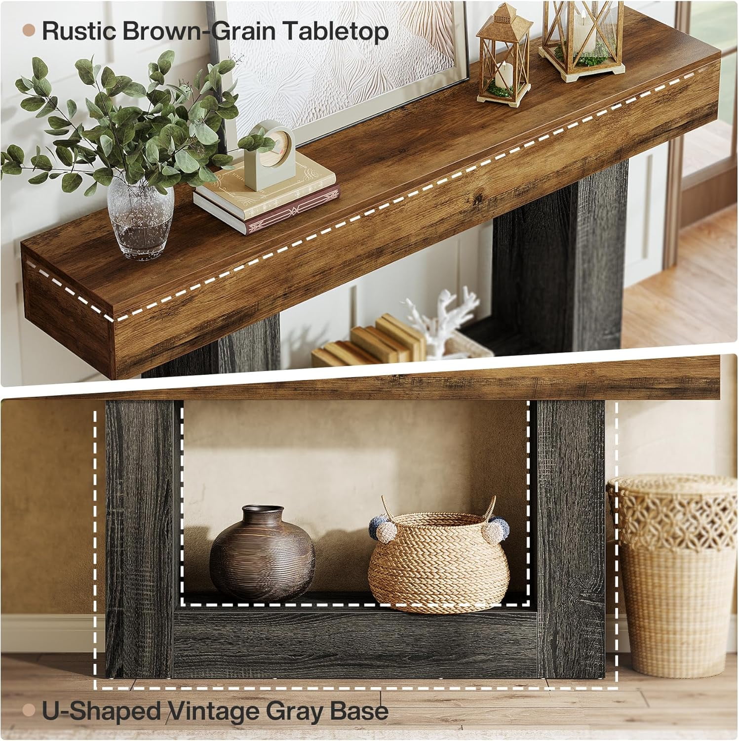 Tribesigns 63-Inch Long Console Table, 2-Tier Entryway Table Sofa Table with Storage