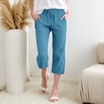 thumbnail image 2 of Pantalones de mujer de cintura alta y pierna ancha - Pantalones de poliéster elásticos con cordón y bolsillos, tallas S-XXXL, 2 of 5