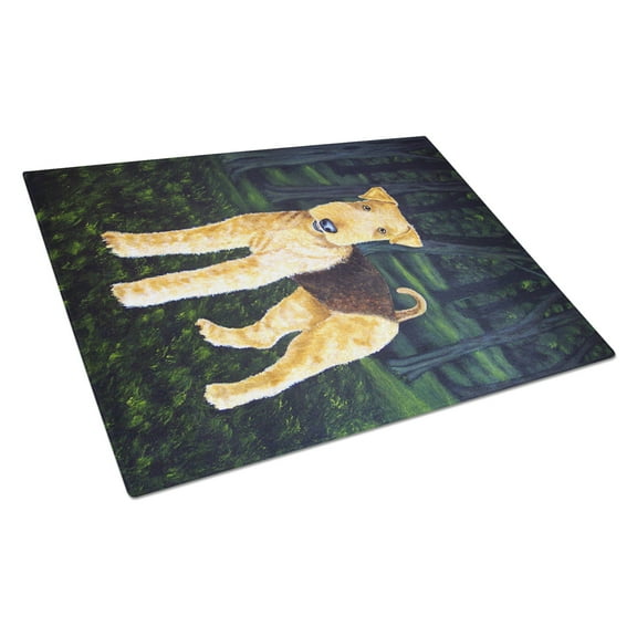 Carolines Treasures AMB1188LCB Delta Airedale Terrier Glass Cutting Board Large, 12H x 16W, multicolor