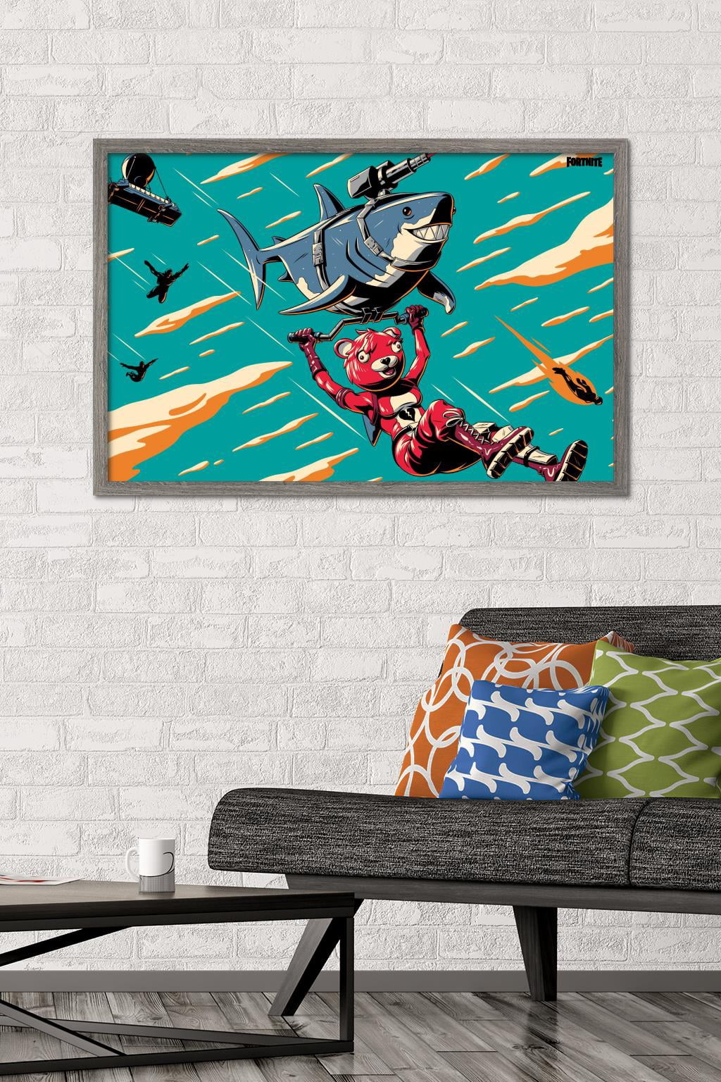 Fortnite - Lazershark Loading Screen Wall Poster, 22.375" x 34", Framed