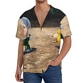 thumbnail image 7 of Lsque Pikmin print Men's Cuban Collar Short Sleeve Shirt Summer Beachwear Casual Button Down Fashionable Vacation Leisure Shirt-Large, 7 of 7