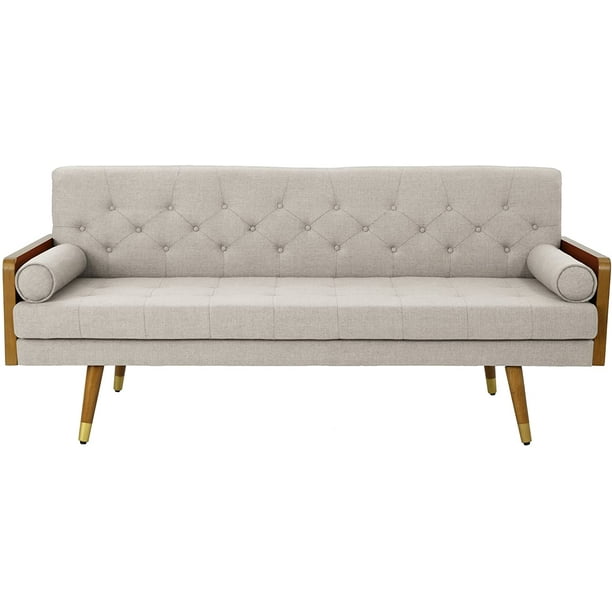 Christopher Knight Home Aidan Mid Century Modern Tufted Fabric Sofa Beige Com Christopher Knight Home Aidan Mid, Parisian White Leather Sofa Chair By Christopher Knight Home Collection