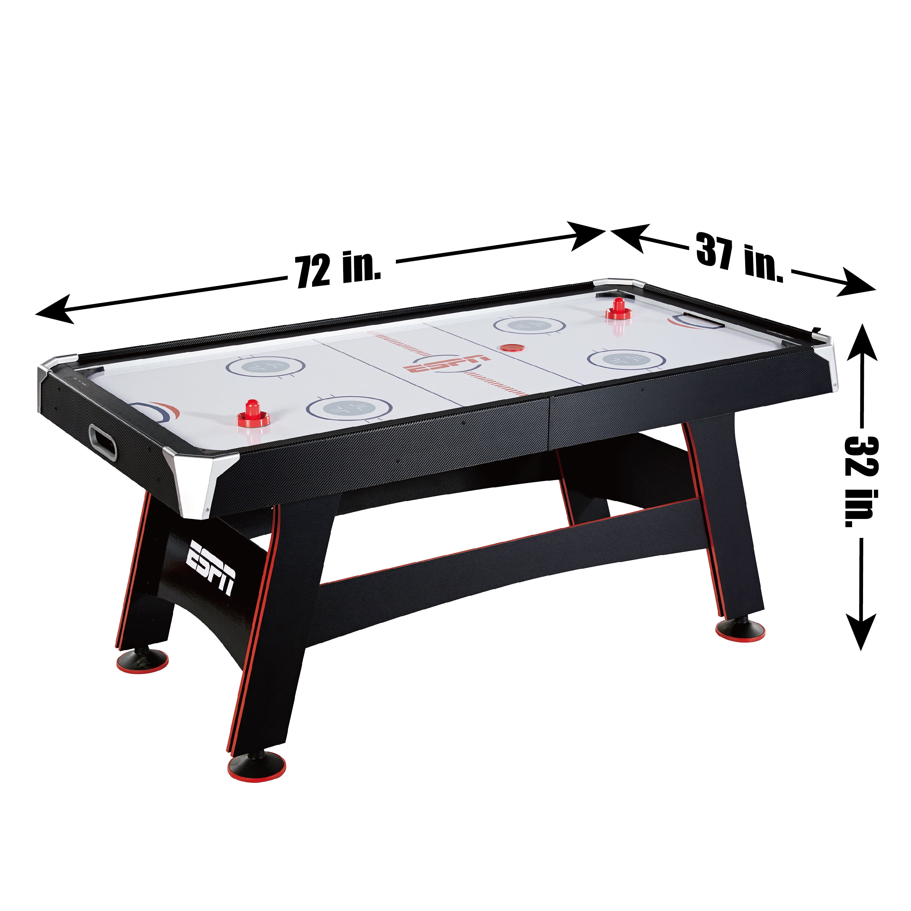 Espn 72 Inch Air Powered Hockey Table With Table Tennis Top In Rail Scorer Includes Paddle And Ping Pong Balls Pushers And Pucks 6 Ft Black