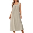 thumbnail image 4 of Jamicy Nightgowns for Women Square Neckline Long Sleeveless Solid Color Dress Night Gown Victorian Sleep Dress Soft Night Dress Ladies Sleepwear, 4 of 9