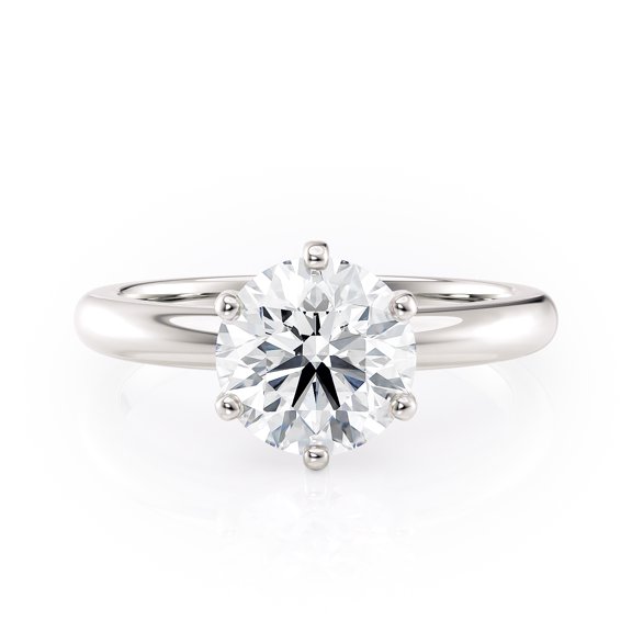 IGI Certified 1 Carat Lab Grown Diamond Round Solitaire Ring in 14k White Gold (G, VS2, cttw) 6-Prong Size 7 by Yadav