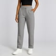 thumbnail image 2 of Women's Fleece Lined Sweatpants High Waisted Drawstring Cozy Baggy Straight Leg Pants with Pockets Gray XL, 2 of 5