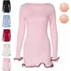 thumbnail image 1 of Bodycon con manga larga para mujer, cuello barco, encaje de manga larga para mujer 2025, 1 of 3