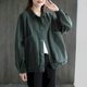 thumbnail image 3 of Chaquetas para mujer Ropa de estilo coreano Prendas de abrigo Sueltas de gran tamaño Cuello alto Camisa lisa Cárdigans Abrigos de manga larga Tops de mujer, 3 of 4