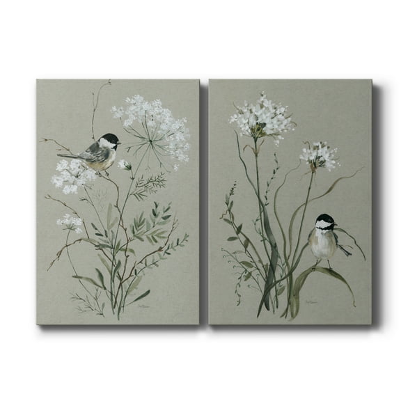 Bouquet of Grace Bird I Premium Gallery Wrapped Canvas - Ready to Hang - Set of 2 - 32 x 48 Each