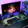 thumbnail image 6 of Green Clover Organic Material Wind RGB Gaming Mouse Pad Large Keyboard Mat Rubber Base 13 Light Modes, 6 of 6