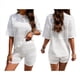 thumbnail image 3 of Conjuntos de Dos Piezas de Crochet para Mujer, Conjuntos Verano para Estar en Casa, Camisetas Corta y Pantalones Cortos, Conjunto de Playa para Vacaciones de Verano XL, 3 of 7