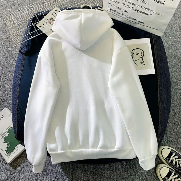 ketyyh chn99 Cute Hoodies Women Solid Basic Letter Loose Hoodie Sweatshirt Long Sleeve Kangaroo Pocket Drop Shoulder Pullovers Top