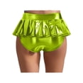 thumbnail image 2 of Miaeowve Womens Shiny Metallic Mini Skirt Pleated Hem Disco Hot Pants For Rave Party Night Club Green L, 2 of 5
