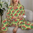 thumbnail image 6 of Lsque Summer Watermelon Pattern Long Sleeve Pajama Set for Women - Soft 2-Piece Sleepwear and Loungewear Set with Pockets, Comfy Nightwear-Large, 6 of 7