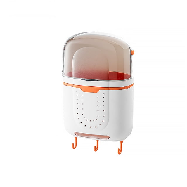 Palillos de drenaje de drenaje Punch-Free 3 compartimentos abrochable desmontable autoadhesivo almacenamiento organizador contenedor con tapa blanca Noticed HA011979-01B