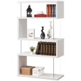 thumbnail image 1 of Coaster 4 Shelf Asymmetrical Snaking Contemporary Wood Bookcase in White, 1 of 2