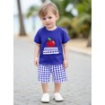 thumbnail image 4 of BemeyourBBs Toddler Baby Boy Back to School Outfit Baby First Day of School Kindergarten Outfit Baby Boy Summer Clothes Apple Embroidery Short Sleeve T Shirt and Plaid Shorts 2 Pcs Set, 4 of 9