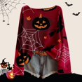 thumbnail image 2 of Halloween Sweaters for Women Long Sleeve Funny Print Crewneck Drop Shoulder Oversized Pullover Sweater Knit Tops, 2 of 4
