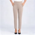 thumbnail image 2 of Oksale Slim Straight Leg Pants for Women with Pockets Petite Pull On Casual Summer Pants Plus Size Stretchy High Waisted Lightweight Pants Beige XL, 2 of 7