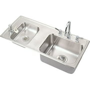 Elkay Drkad371740lc 37-1/4" Double Basin Drop-In Stainless Steel Utility Sink - Stainless