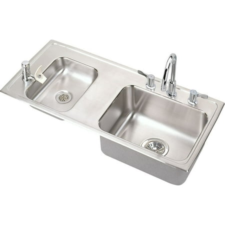 Elkay Drkad371740lc 37-1/4" Double Basin Drop-In Stainless Steel Utility Sink - Stainless