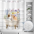 thumbnail image 2 of No Hook Shower Curtain, Spring Floral Animals Shower Curtains for Bathroom with See Through Top Window, Elegant Flowers Leaves Farmhouse Wooden Waterproof & Washable Bath Curtain 66"x72", 2 of 9