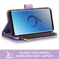 thumbnail image 7 of Asuwish Compatible with Samsung Galaxy S9 Wallet Phone Case and Tempered Glass Screen Protector Flower Faux Leather Flip Credit Card Holder Stand Zipper Cell Cover for S 9 Edge 9S GS9 Women Purple, 7 of 7