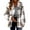 Khaki, variant on Women Plaids Flannel Shirts Jackets Lapel Collar Button Down Fuzzy Shacket Coat