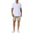 thumbnail image 2 of INSPIRE CHIC Outfit Mens Short Sleeve Contrast Color Summer Golf Formal Business Polo Shirts S White, 2 of 5