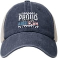 thumbnail image 1 of Proud to Be an American mesh Cap 4th of July Denim Baseball hat, 1 of 7