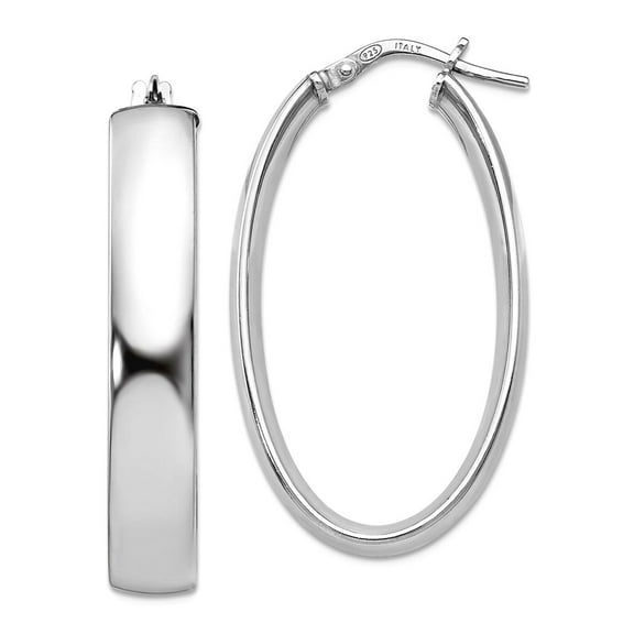 925 Sterling Silver Polished Oval Hinged Hoop Earrings 33x18mm Wide 2mm Thick Hoop Earring for Women