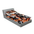 thumbnail image 2 of Ambesonne Camo Fitted Sheet & Pillow Sham Set, Modern Design, Twin, Orange Grey Black, 2 of 2