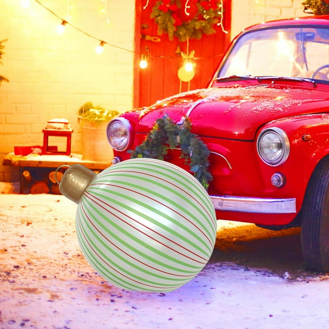 Leodye 1Pcs 18 Inch Large Inflatable Christmas Balls Outdoor Decorations PVC Inflatable Christmas Decorated Ball Ornaments Large Outdoor Tree Ornaments for Xmas Porch Lawn Yard Holiday