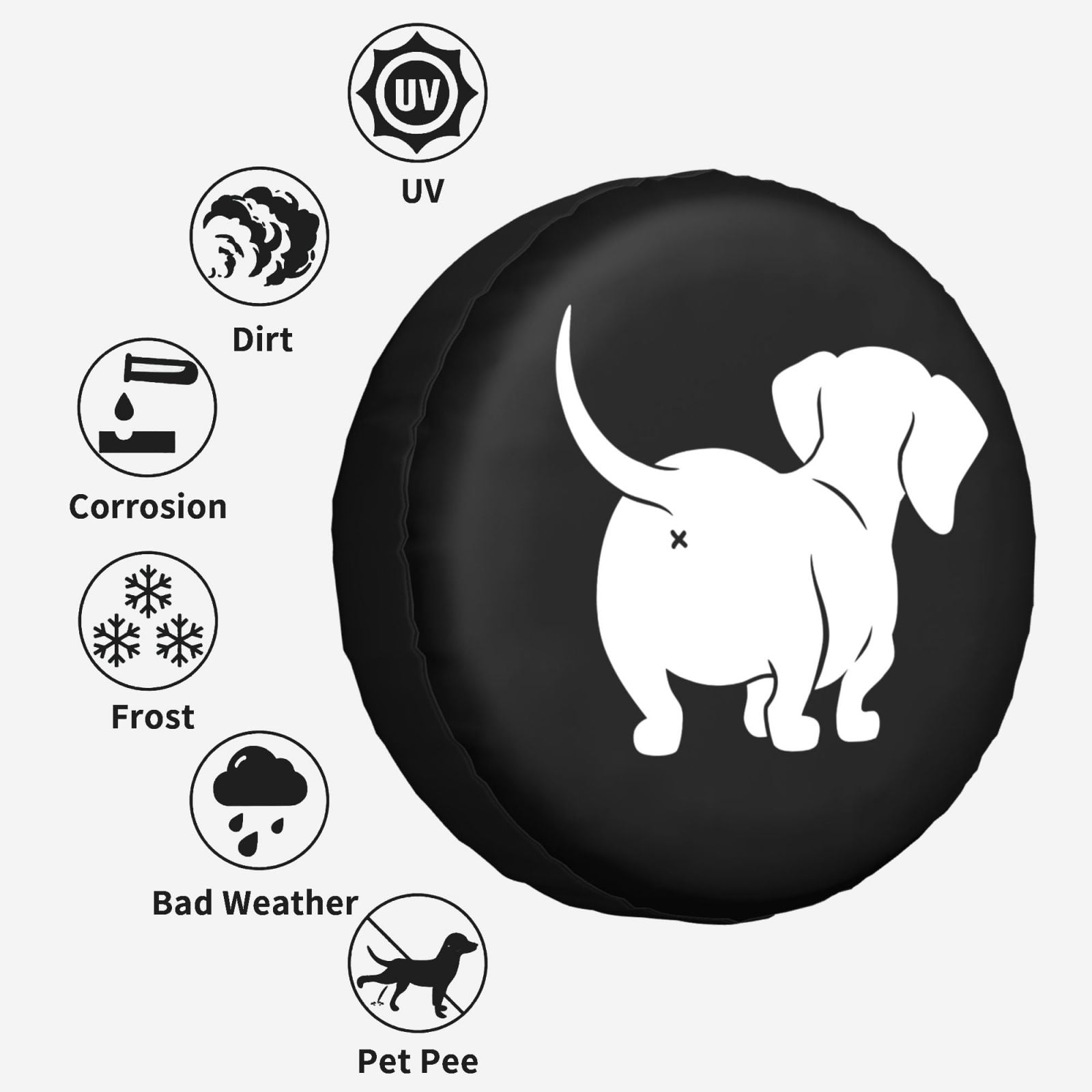 KAKALAD Cute dachshund sausage dog Spare Tire Cover Weatherproof Universal  Vehicle Accessories 16 Inch