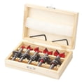 thumbnail image 1 of Juego de brocas de 5 piezas de taladro de posicionamiento ajustable, brocas para perforación de madera, sierra perforadora de carpintería de carburo cementado con tope de profundidad (rango, 1 of 5