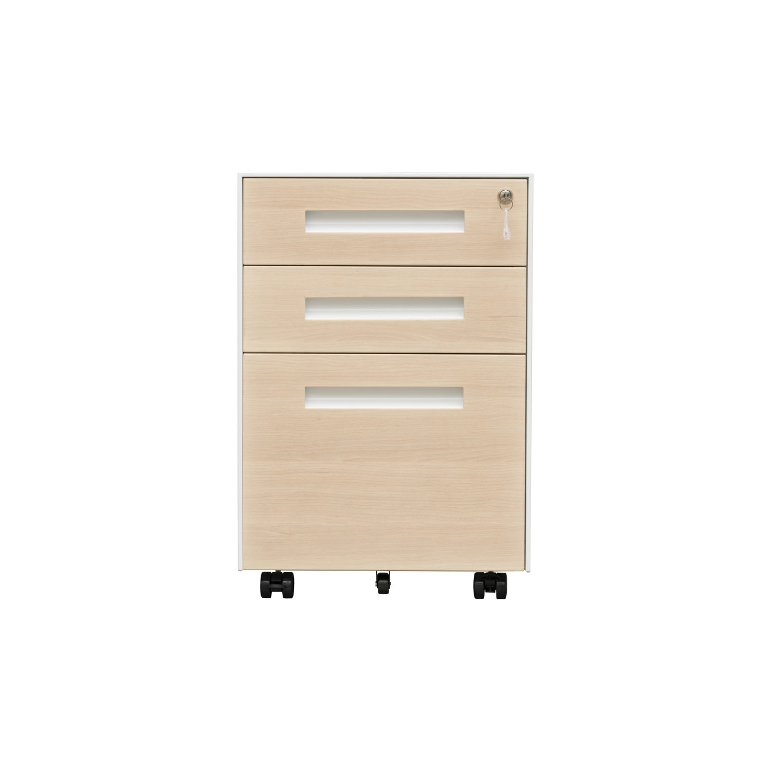 Kadyn Mobile File Cabinet, Printer Stand for Legal/Letter/A4/F4 Size, 3 Drawer Metal File Cabinet with Lock Steel File Cabinet, Cherry