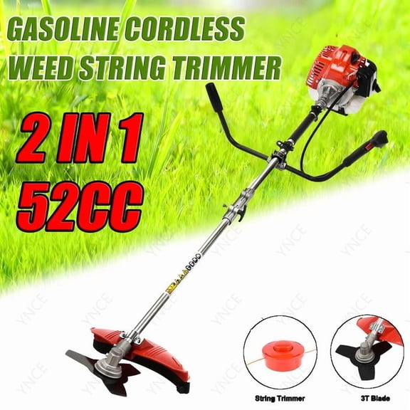 YNCE Weed Eater Gas Powe, 52cc 2-Stroke Gas Brush Cutter, Weed Wacker, Hedge Trimmer, 2 in 1 Gas Weed Cutter, Brush Cutter for Yard Weeding Work, 52cc Outdoor Lawn Garden Tool and Accessories