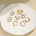 thumbnail image 6 of Womens Gold Plated Ring Set 8 Piece Exaggerated Irregular Full Diamond Two Tone Design Geometric Alloy Rings Collection, 6 of 6
