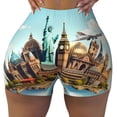 thumbnail image 2 of Salouo Iconic Global Landmarks Print Women's Athletic Shorts,Booty Shorts Biker Shorts High Waisted Elastic Workout Shorts for Yoga Gym Running Sports-Large, 2 of 8