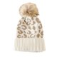 thumbnail image 2 of FeiKong Gorro de punto con borde acanalado y protección para las orejas, gorro de punto con estampado de leopardo y bola de felpa para otoño e invierno, para ciclismo, 2 of 5