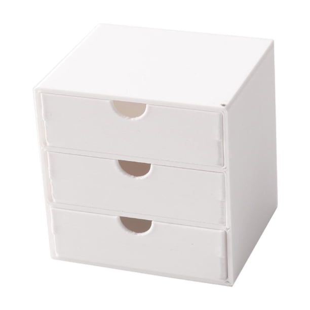 Armario para casa de muñecas a escala 1:12 con 3 cajones, accesorio decorativo para casa de muñecas, Blanco