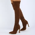 thumbnail image 3 of Mepaouo Women's Suede Thigh High Boots Wide Calf Over the Knee Boot Block High Heels Dressy Pumps Shoes, 3 of 8