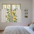 thumbnail image 4 of Yellow Lemon Tier Curtains, Spring Botanical Leaves Fruit Farmhouse Light Filtering Kitchen Curtains, 2Pcs Rod Pocket Half Window Treatments Panels for Sink Cafe Cabinet Basement 27.5x45 Inches, 4 of 9