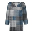 thumbnail image 4 of Blouses pour Femmes, Blouse Mode Imprimée Manches Courtes 3/4 Col Rond Hauts Décontractés, 4 of 5