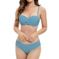 thumbnail image 1 of Women's High Waisted Bikini Two Piece Swimsuit - Vintage Retro Ruched Print Design - Push Up Support with Boyshorts Bottom, 1 of 5