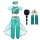 thumbnail image 1 of Vestido de princesa Jasmine de Aladdín y la lámpara mágica para niña, disfraz de princesa árabe para fiesta de cumpleaños, vestido de baile de Cosplay de Halloween Fivean unisex, 1 of 2
