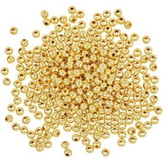 PH PandaHall 800pcs Smooth Round Spacer Beads, 5mm Gold Plated Iron Beads Seamless Gold Ball Loose Metal Beads for Necklace, Bracelet, Earring Making