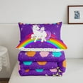 thumbnail image 3 of Unicorn Comforter Set Full Cartoon Rainbow Bedding Set Purple Cute Unicorn Glitter Down Comforter Kawaii Galaxy Stars Fantasy Geometric Room Decor Bedding Comforters & Sets, 3 of 7