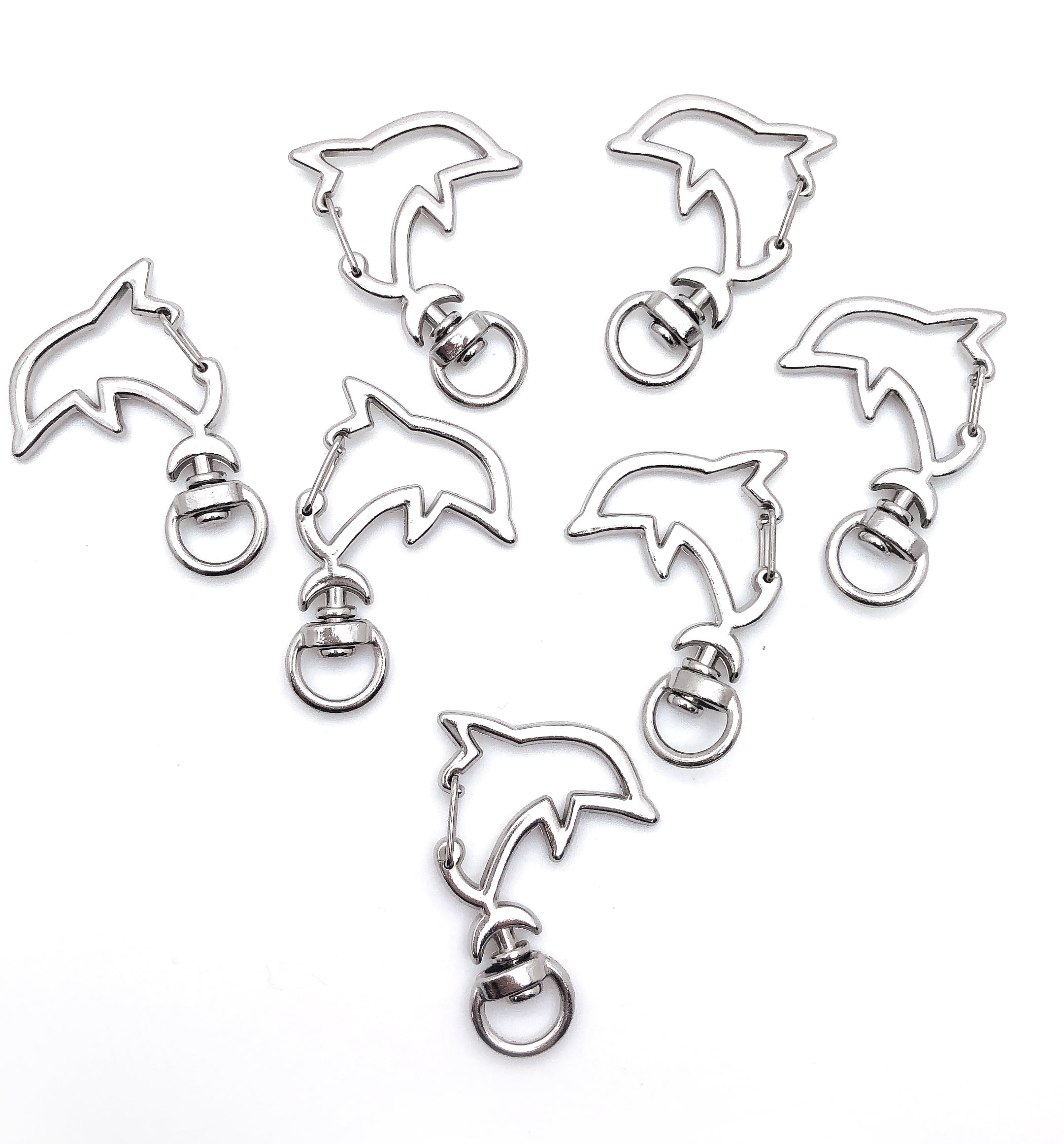 Pack of 100 Metal Dolphin Shaped Spring Snap Keychain Clip Hanging Buckle Key Ring DIY Craft Key Chains Accessories